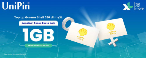 Mei - Top Up Garena Shell 330 di myXL dan Dapatkan Bonus Kuota 1GB!